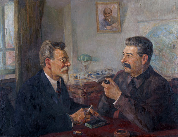 И.В. Сталин с М.И. Калининым в кабинете.