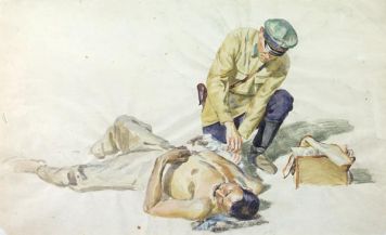 Перевязка раненого бойца.
