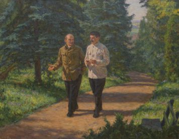 В.И. Ленин и И.В. Сталин в Горках.