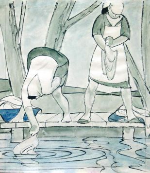 Полоскают белье. Карикатура из журнала «Крокодил»